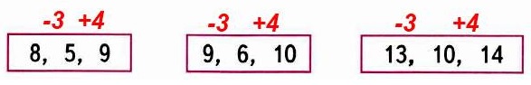 стр 29 рабочая тетрадь 1 часть математика 2 класс Найди правило, по которому записаны три числа в каждой рамке. Запиши в окошки нужные числа.