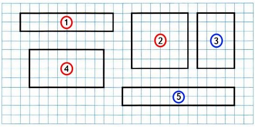 страница 75 номер 51. Номера всех прямоугольников с равными периметрами обведи красным цветом, а с равными площадями — синим. математика 3 класс тетрадь 2 часть