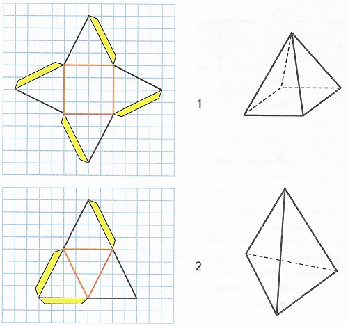номер 1 стр 112 На чертеже 1 дана развертка пирамиды, в основании которой находится квадрат. математика 4 класс 2 часть