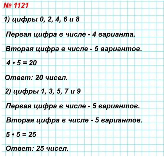 математика 5 класс номер 1121. Сколько существует двузначных чисел, для записи которых используются только (Цифры могут повторяться.):