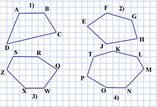 математика 5 класс номер 322. Начертите: 1) четырёхугольник; 2) пятиугольник; 3) шестиугольник; 4) семиугольник.
