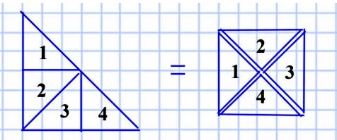 математика 5 класс номер 375. Как надо разрезать равнобедренный прямоугольный треугольник на четыре равные части, чтобы из них можно было сложить квадрат?